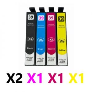 5 Pack Compatible Epson 39XL High Yield Ink Cartridge (2BK,1C,1M,1Y)