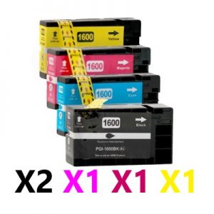 5 Pack Compatible Canon PGI-1600XL High Yield Ink Cartridge (2BK,1C,1M,1Y)