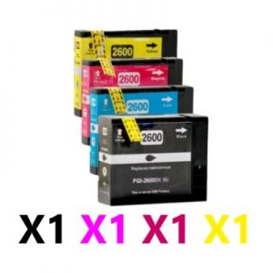 4 Pack Compatible Canon PGI-2600XL High Yield Ink Cartridge (1BK,1C,1M,1Y)