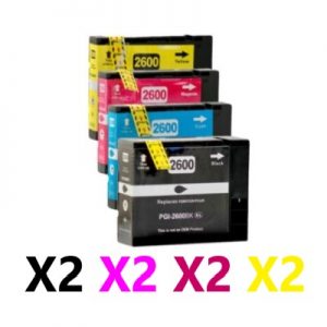 8 Pack Compatible Canon PGI-2600XL High Yield Ink Cartridge (2BK,2C,2M,2Y)