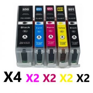 12 Pack Compatible Canon PGI-650XL CLI-651XL High Yield Ink Cartridges (4BK,2C,2M,2Y,2PBK)