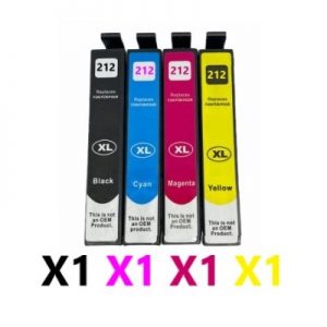 4 Pack Compatible Epson 212XL High Yield Ink Cartridge (1BK,1C,1M,1Y)