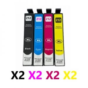 8 Pack Compatible Epson 212XL High Yield Ink Cartridge (2BK,2C,2M,2Y)