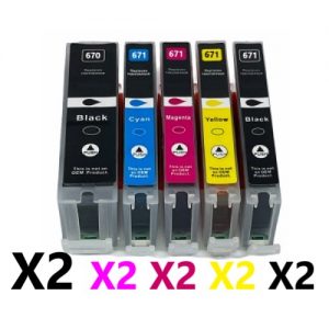 10 Pack Compatible Canon PGI-670XL CLI-671XL High Yield Ink Cartridges (2BK,2C,2M,2Y,2PBK)