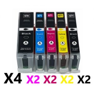 12 Pack Compatible Canon PGI-670XL CLI-671XL High Yield Ink Cartridges (4BK,2C,2M,2Y,2PBK)