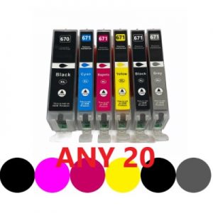 Any 20 x Compatible Canon PGI670XL CLI671XL High Yield Ink Cartridges