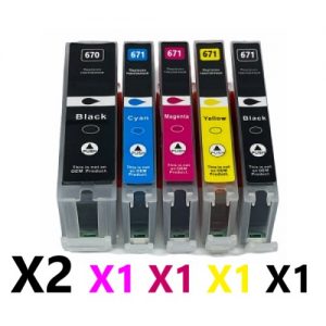 6 Pack Compatible Canon PGI-670XL CLI-671XL High Yield Ink Cartridges (2BK,1C,1M,1Y,1PBK)