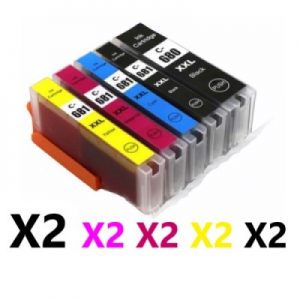 10 Pack Compatible Canon PGI-680XXL CLI-681XXL Extra High Yield Ink Cartridges (2BK,2C,2M,2Y,2PBK)