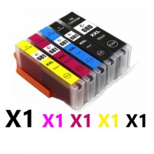 5 Pack Compatible Canon PGI-680XXL CLI-681XXL Extra High Yield Ink Cartridges (1BK,1C,1M,1Y,1PBK)