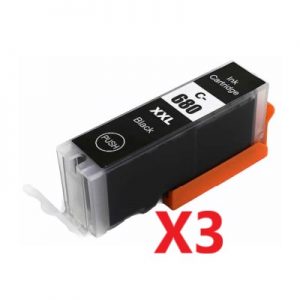 3 x Compatible Canon PGI680XXLBK Black Extra High Yield Ink Cartridge