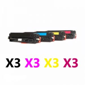 12 Pack Compatible Canon CART-418 Toner Cartridge (3BK,3C,3M,3Y)