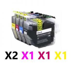 5 Pack Compatible Brother LC-3319XL High Yield Ink Cartridge (2BK,1C,1M,1Y)