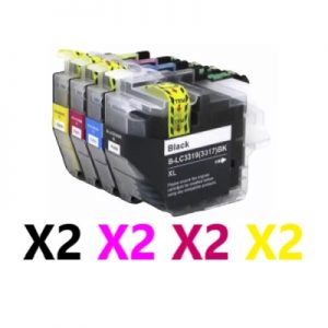 8 Pack Compatible Brother LC-3319XL High Yield Ink Cartridge (2BK,2C,2M,2Y)