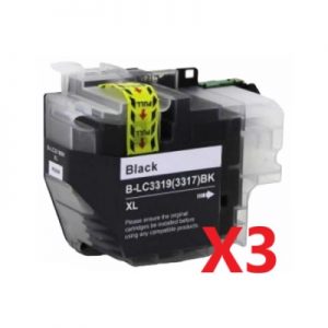 3 x Compatible Brother LC-3319XLBK Black High Yield Ink Cartridge – 3,000 Pages