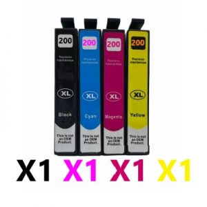 4 Pack Compatible Epson 200XL High Yield Ink Cartridge (1BK,1C,1M,1Y)