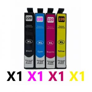 4 Pack Compatible Epson 220XL High Yield Ink Cartridge (1BK,1C,1M,1Y)