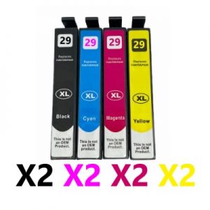 8 Pack Compatible Epson 29XL High Yield Ink Cartridge (2BK,2C,2M,2Y)