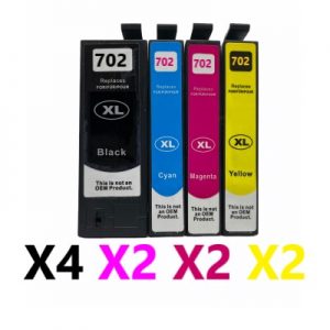 10 Pack Compatible Epson 702XL High Yield Ink Cartridge (4BK,2C,2M,2Y)