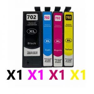 4 Pack Compatible Epson 702XL High Yield Ink Cartridge (1BK,1C,1M,1Y)