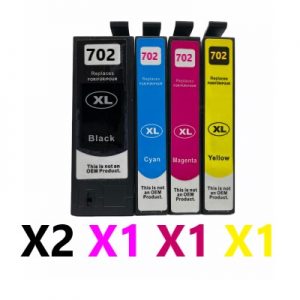 5 Pack Compatible Epson 702XL High Yield Ink Cartridge (2BK,1C,1M,1Y)