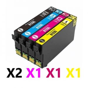 5 Pack Compatible Epson 812XL High Yield Ink Cartridge (2BK,1C,1M,1Y) )