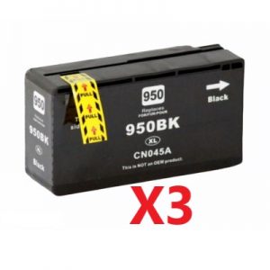 3 x Compatible HP 950XL Black High Yield Ink Cartridge