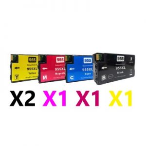 5 Pack Compatible HP 955XL High Yield Ink Cartridge (2BK,1C,1M,1Y)