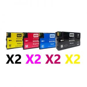 8 Pack Compatible HP 955XL High Yield Ink Cartridge (2BK,2C,2M,2Y)