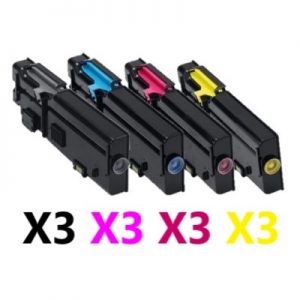 12  Pack Compatible Dell C2660dn/C2665dnf Toner Cartridge (3BK,3C,3M,3Y)