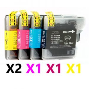 5 Pack Compatible Brother LC-67 Ink Cartridge (2BK,1C,1M,1Y)