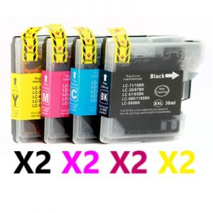 8 Pack Compatible Brother LC-67 Ink Cartridge (2BK,2C,2M,2Y)