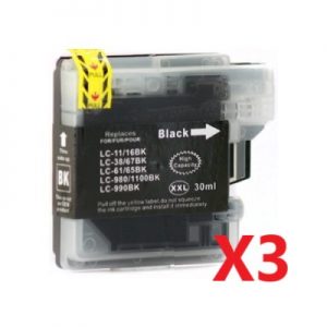 3 x Compatible Brother LC-67BK Black Ink Cartridge – 450 Pages