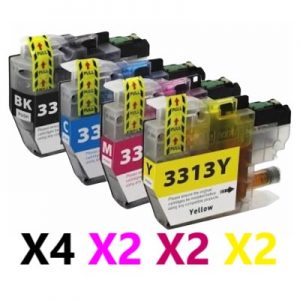 10 Pack Compatible Brother LC-3313 High Yield Ink Cartridge (4BK,2C,2M,2Y)