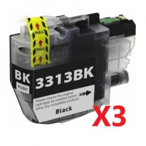 3 x Compatible Brother LC-3313BK Black High Yield Ink Cartridge – 400 Pages