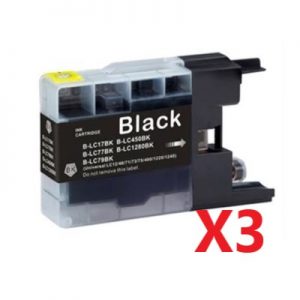 3 x Compatible Brother LC-40/73/77XLBK Black Ink Cartridge – 1,200 Pages