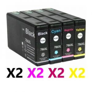 8 Pack Compatible Epson 786XL High Yield Ink Cartridge (2BK,2C,2M,2Y)