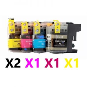 5 Pack Compatible Brother LC-137XL & LC-135XL High Yield Ink Cartridge (2BK,1C,1M,1Y)