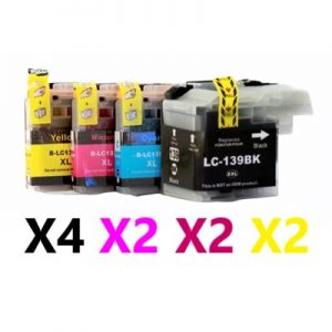 10 Pack Compatible Brother LC-139XL & LC-135XL High Yield Ink Cartridge (4BK,2C,2M,2Y)