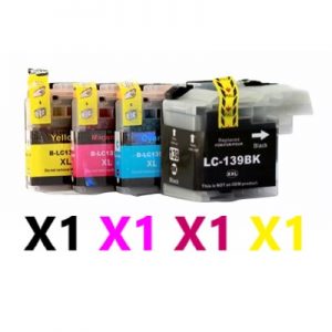 4 Pack Compatible Brother LC-139XL & LC-135XL High Yield Ink Cartridge (1BK,1C,1M,1Y)