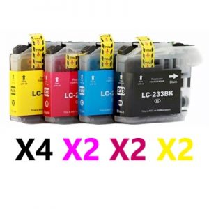 10 Pack Compatible Brother LC-233 Ink Cartridge (4BK,2C,2M,2Y)