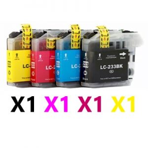 4 Pack Compatible Brother LC-233 Ink Cartridge (1BK,1C,1M,1Y)