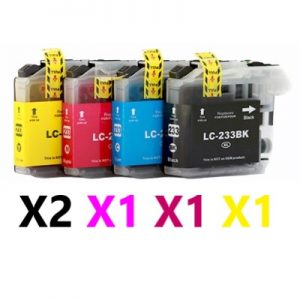 5 Pack Compatible Brother LC-233 Ink Cartridge (2BK,1C,1M,1Y)