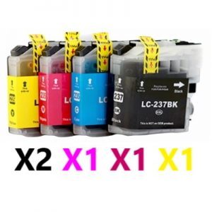 5 Pack Compatible Brother LC-237XLBK & LC-235XL High Yield Ink Cartridge (2BK,1C,1M,1Y)