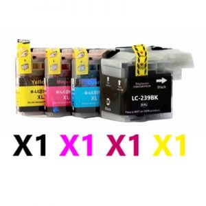 4 Pack Compatible Brother LC-239XLBK & LC-235XL High Yield Ink Cartridge (1BK,1C,1M,1Y)