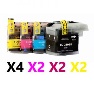 10 Pack Compatible Brother LC-239XLBK & LC-235XL High Yield Ink Cartridge (4BK,2C,2M,2Y)