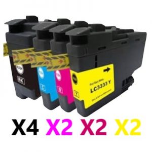 10 Pack Compatible Brother LC-3333XL High Yield Ink Cartridge (4BK,2C,2M,2Y)