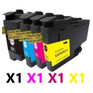 4 Pack Compatible Brother LC-3333XL High Yield Ink Cartridge (1BK,1C,1M,1Y)