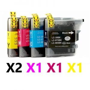 5 Pack Compatible Brother LC-39 Ink Cartridge (2BK,1C,1M,1Y)