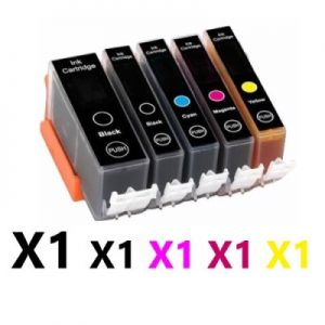 5 Pack Compatible Canon PGI-520 CLI-521 Ink Cartridge (1BK,1PBK,1C,1M,1Y)