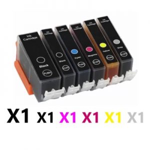 6 Pack Compatible Canon PGI-520 CLI-521 Ink Cartridge (1BK,1PBK,1C,1M,1Y,1GY)